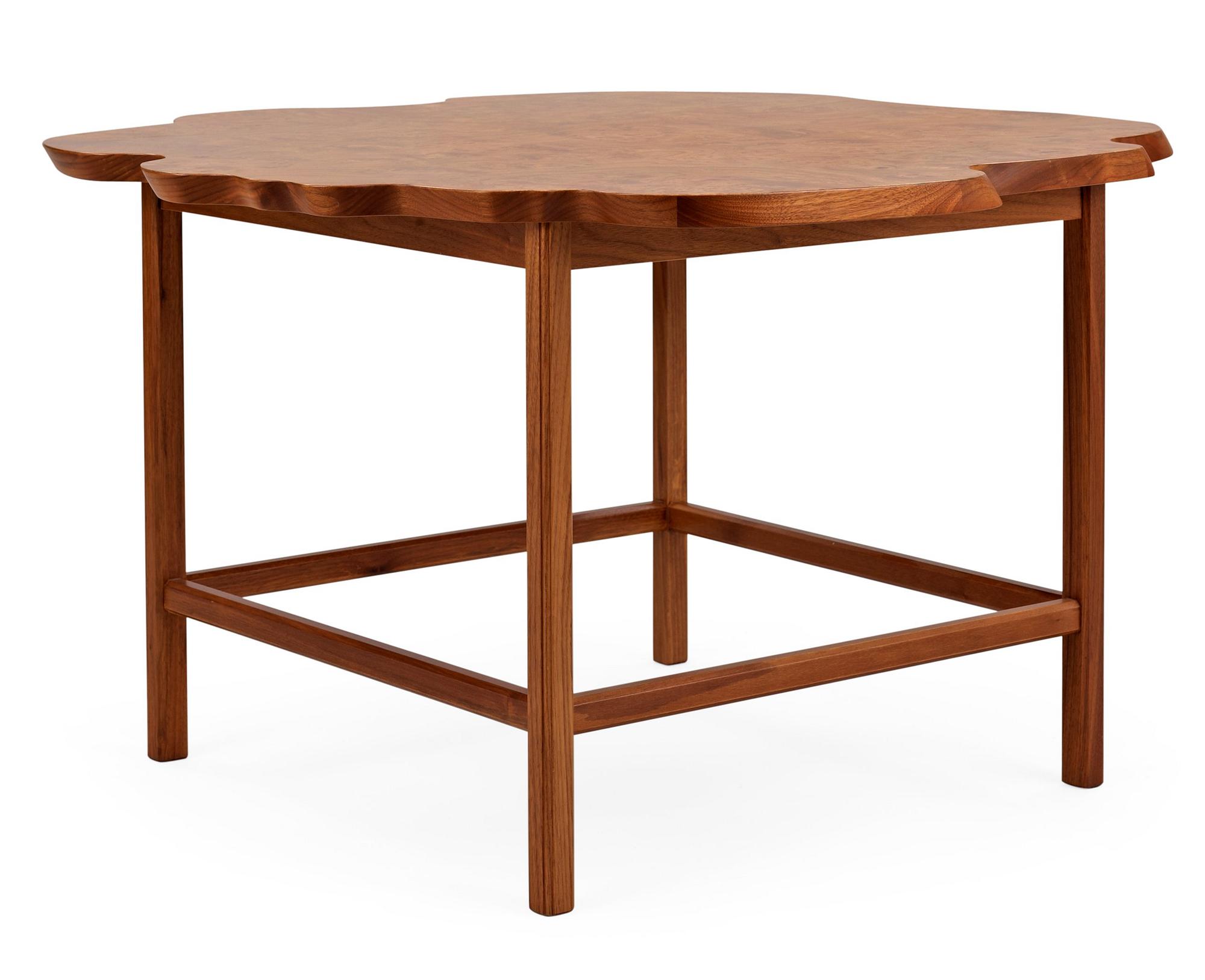 A Josef Frank walnut and burrwood sofa table, Svenskt Tenn, model 1057.