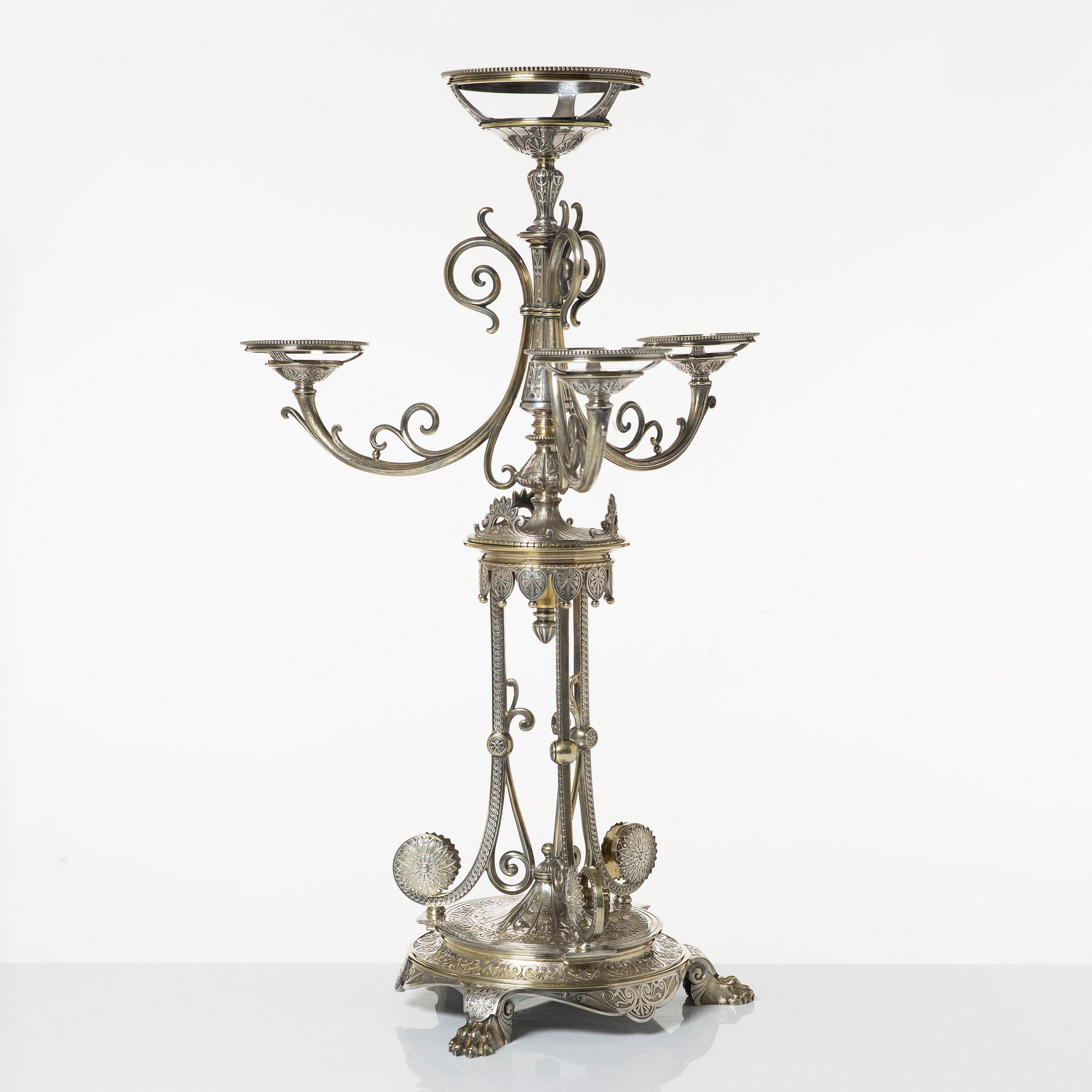 Bordsuppsats, nysilver, Elkington & Co, England, 1862.