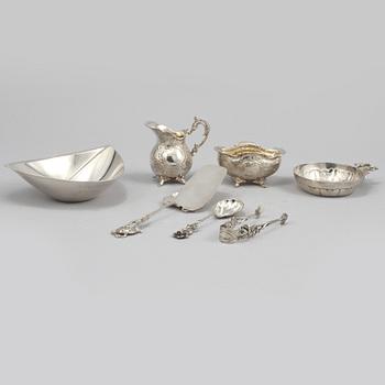 PARTI SILVER, 7 delar, 1900-tal, vikt 420 gram.
