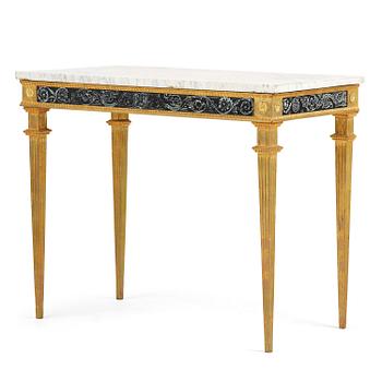 44. A late Gustavian giltwood and marble console table, Stockolm, circa 1800.