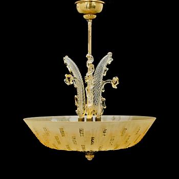 TAKLAMPA, glas, Orrefors, omkring 1900-talets mitt. Höjd ca 55 cm.