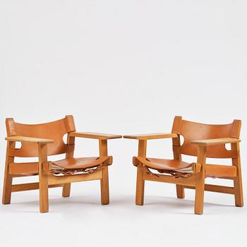 Børge Mogensen, fåtöljer, ett par, "Spanska stolen", Fredericia Stolefabrik, Danmark.