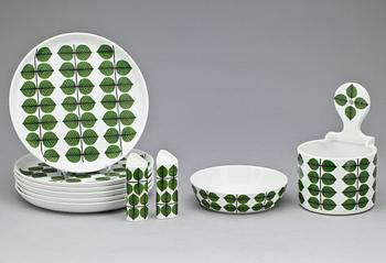 MATSERVIS, 11 delar, porslin, "Berså", Stig Lindberg, Gustavsberg, 1900-talets mitt.
