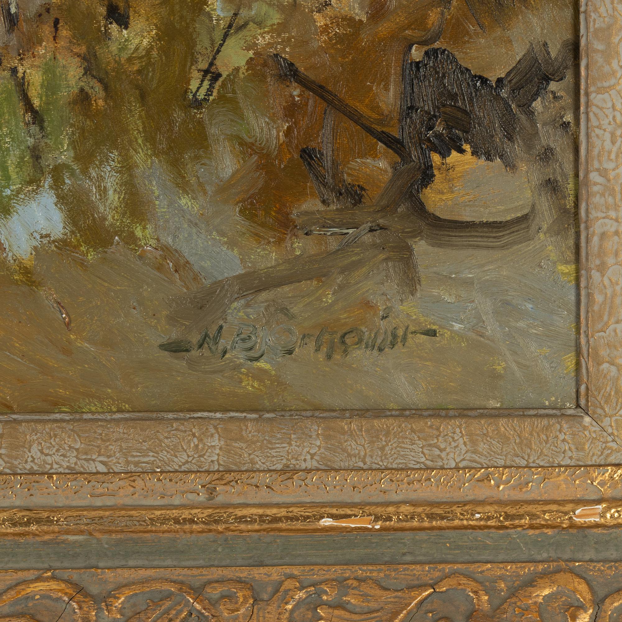 Nils Björkqvist, olja på duk, signerad.