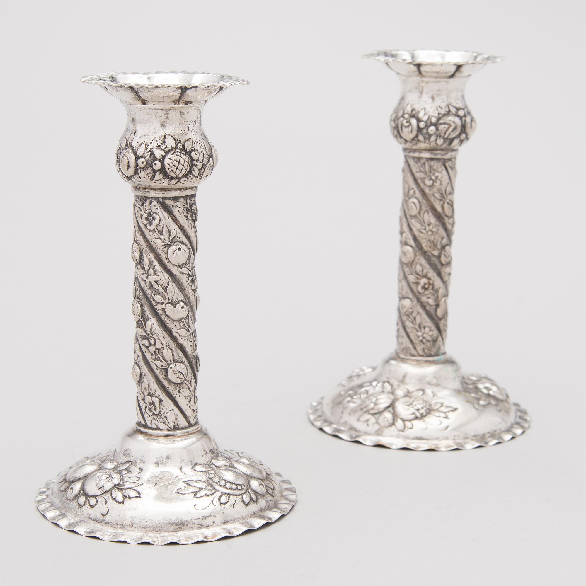 A pair of silver candlesticks, Finnish import marks 1939.