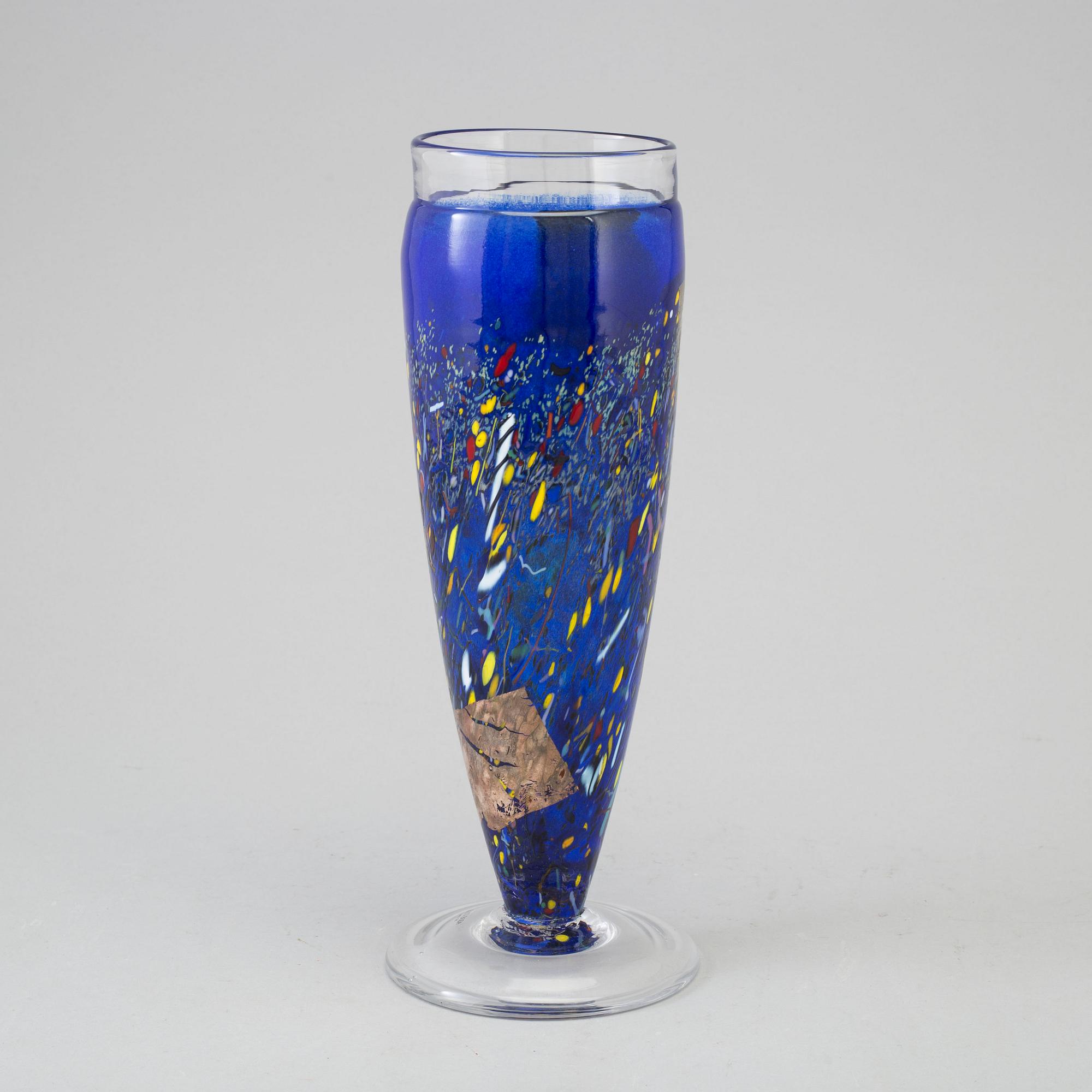 a glass vase for Kosta Boda Artist Collection, signed.