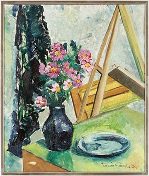 OKÄND KONSTNÄR, olja på duk, Bär signatur o datering - 74.