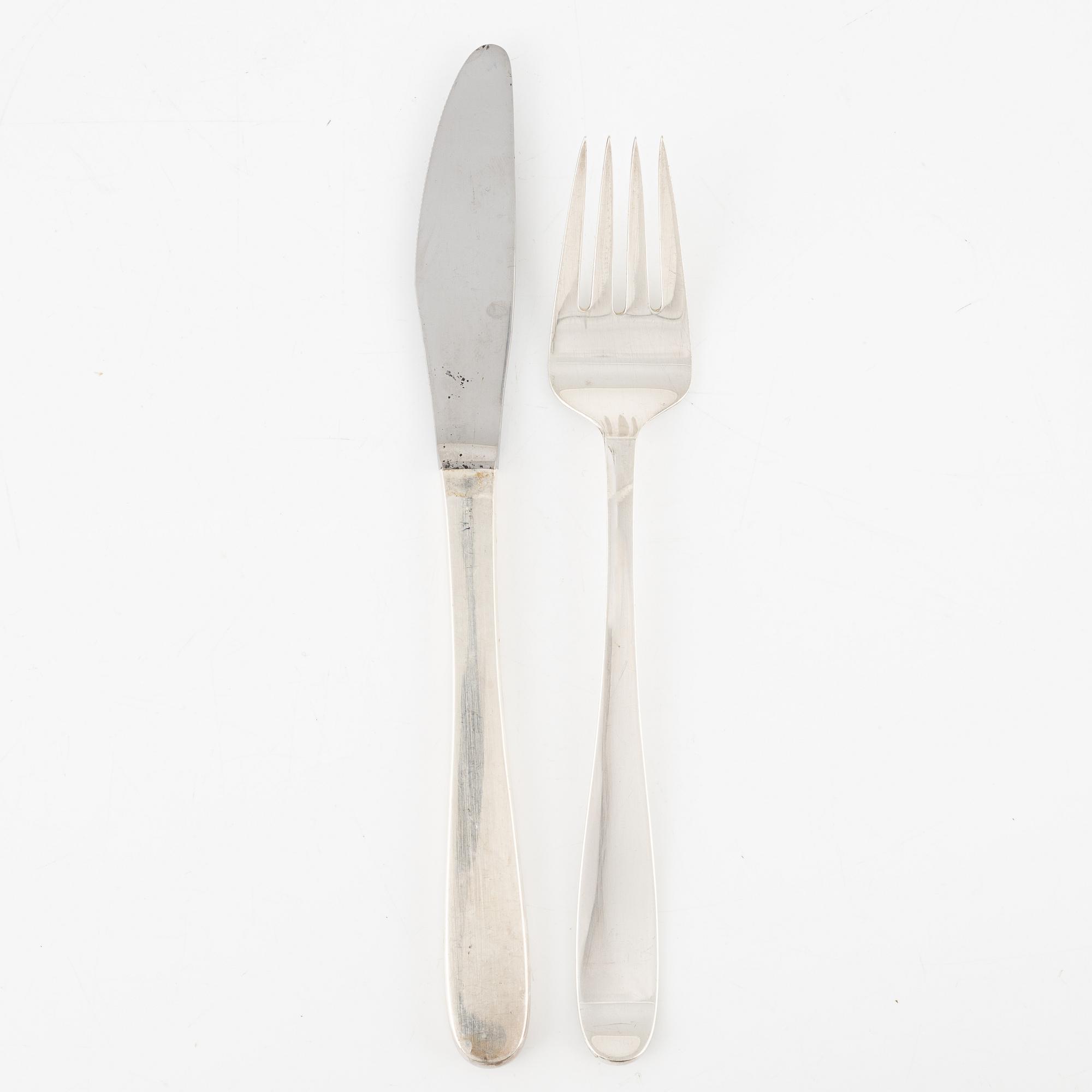 Theresia Hvorslev, cutlery set, 24 pieces, silver, "Tradition", Mema, Lidköping 1970s.
