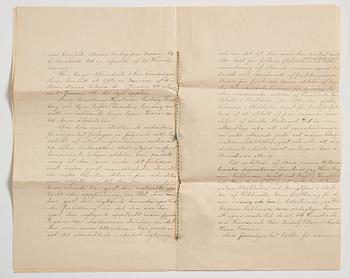 Konvolutet till Alfred Nobels testamente 1895, egenhändigt rubricerat: Testamente /My Will och signerat samt lacksigill.