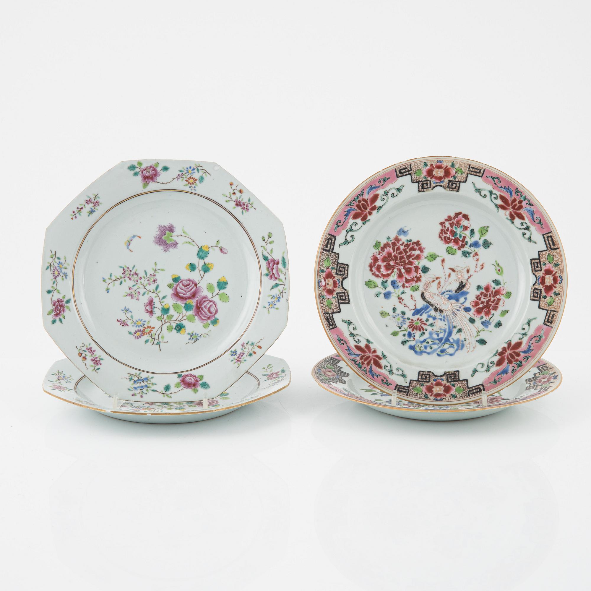 2+2 porcelain plates, Qing Dynasty, Qianlong (1736-95).