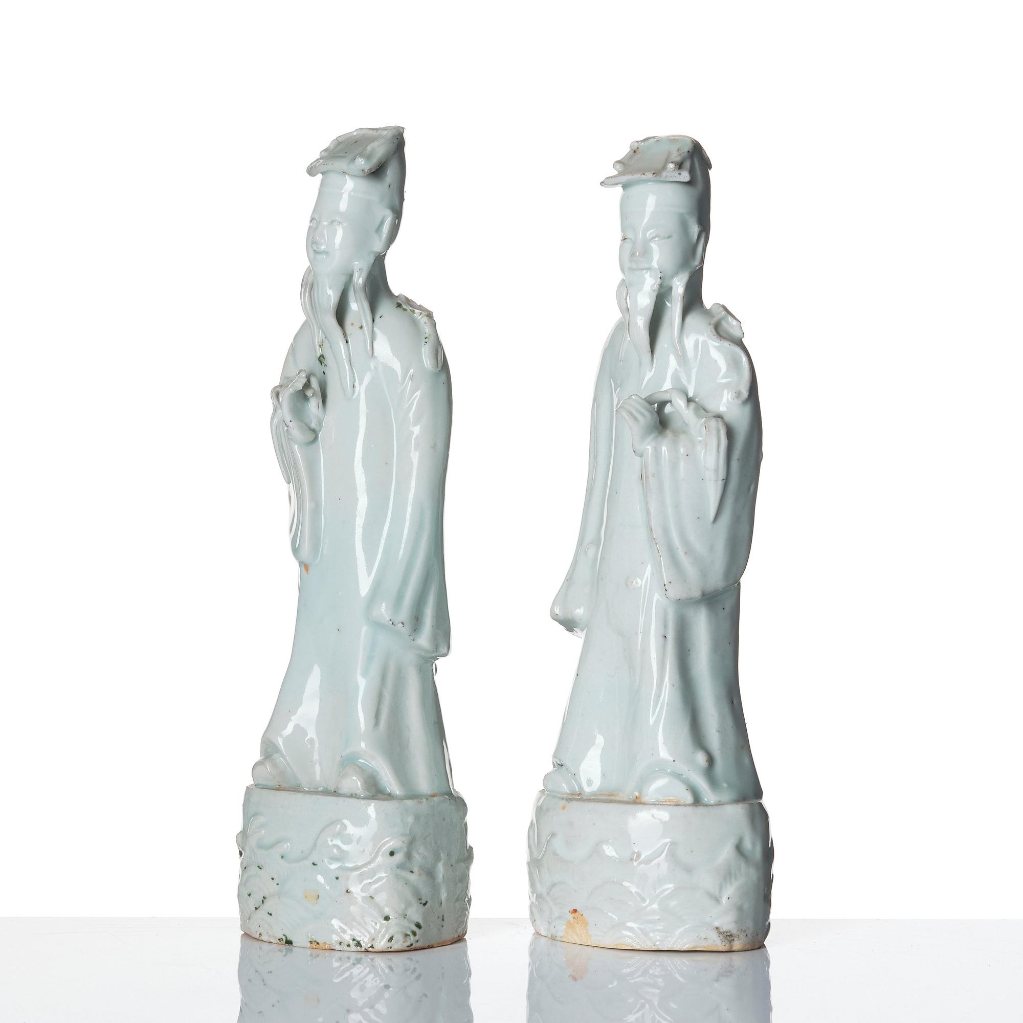 Figuriner, ett par, porslin. Qingdynastin, Qianlong (1736-95).