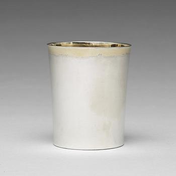 259. A Swedish 18th century parcel-gilt silver beaker, mark of Arvid Floberg, Stockholm 1799.