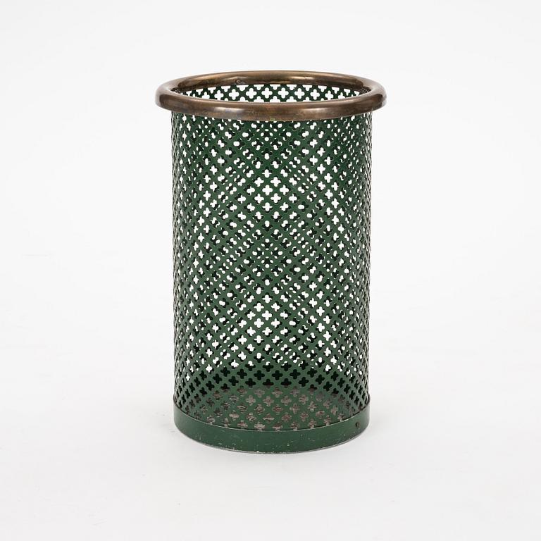 Josef Frank, a green lacquered metal and brass wastepaper bin, Svenskt Tenn, Sweden.