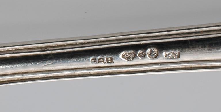 PARTI SILVER, 9 delar, bla GAB, 1870-1910-tal.