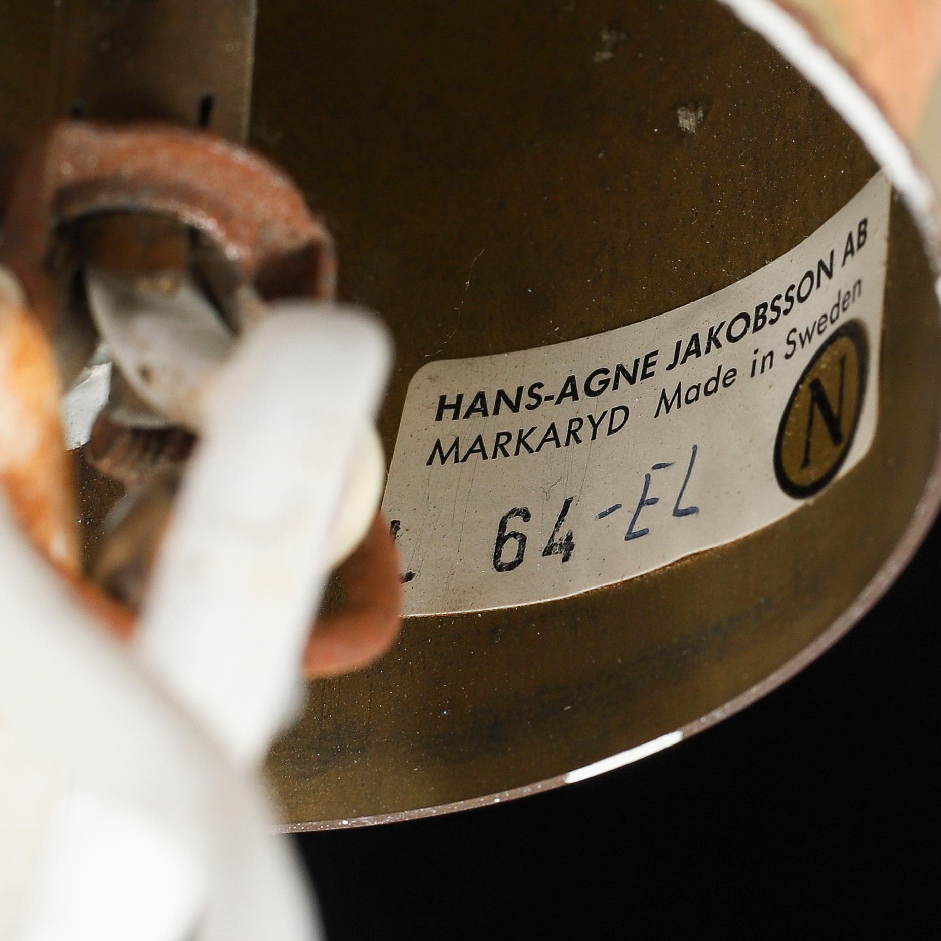 HANS-AGNE JAKOBSSON, a brass and glass ceiling light, Markaryd.