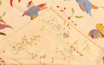 An embroided flat weave, ca 199 x 144 cm.