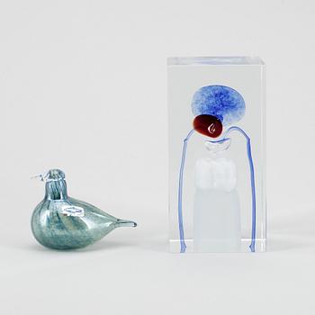 SKULPTURER, 2 st, Oiva Toikka, Nuutajärvi, Finland, signerad bla numr 352/500.