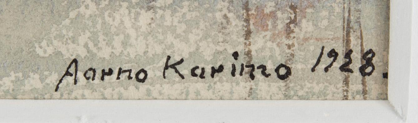 AARNO KARIMO, originalteckning, blandteknik, signerad och daterad 1928.