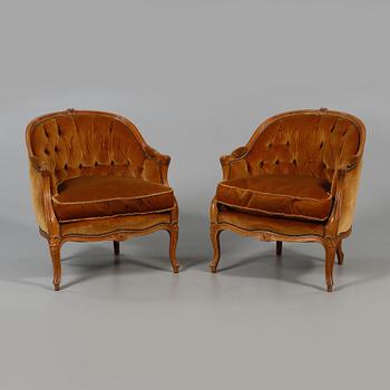 BERGÈRER, ett par, rokokostil, 1900-tal.