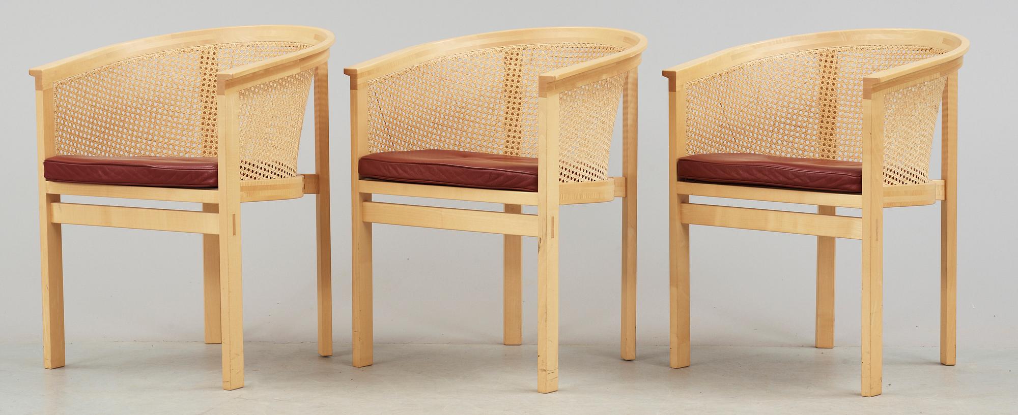 FÅTÖLJER, 3 st, ur "Konge-serien", Rud Thygessen & Johnny Sörensen för Bolium, 1900/2000-tal.