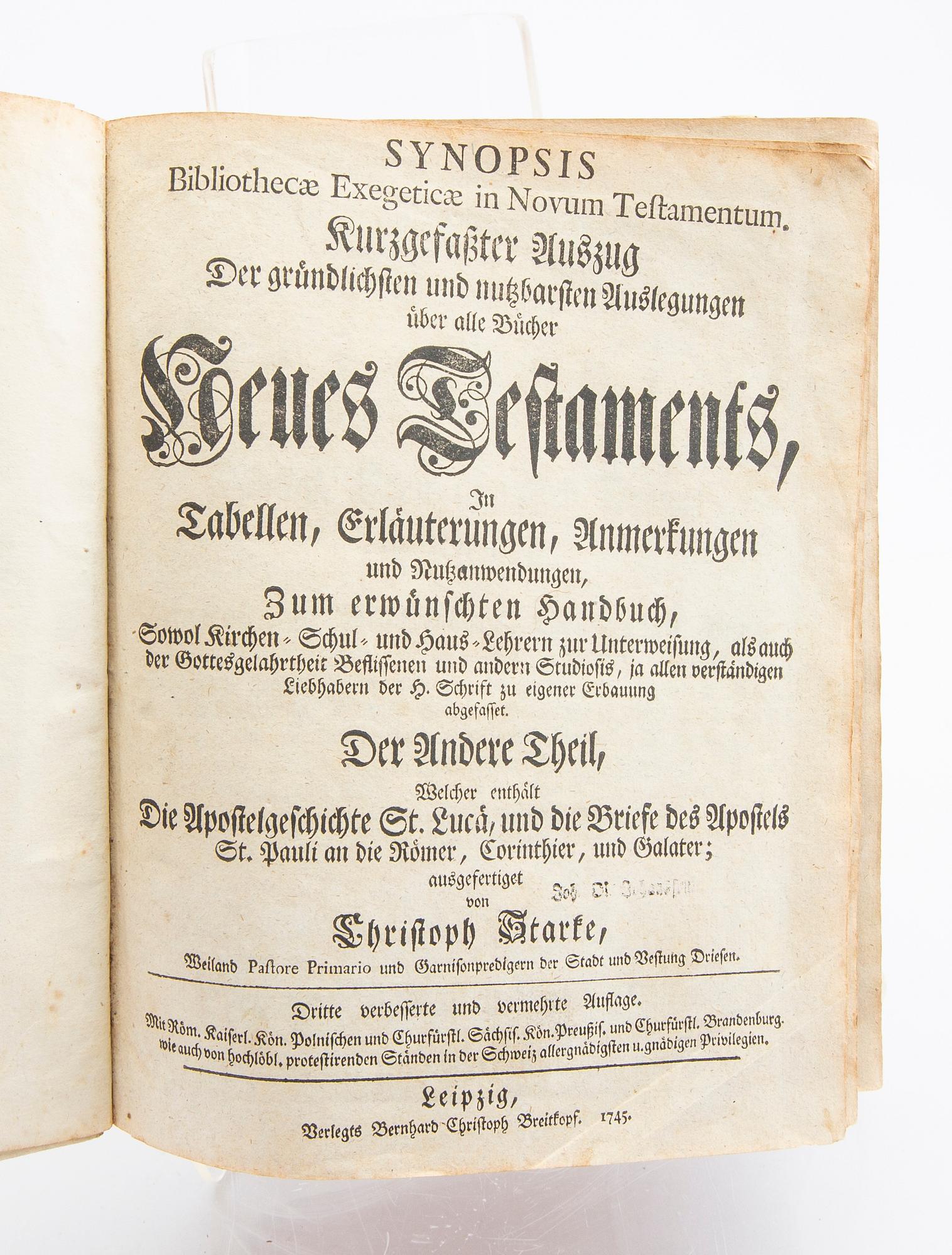 Christoph Starke, books, three parts in two volumes, Lepzig 1745-46.