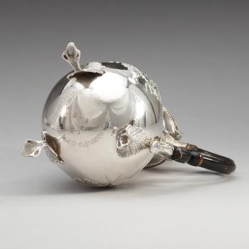 A Swedish 18th century silver coffee-pot, makers mark of  Olof Löfvander d.ä.:s widow, Luleå 1788.