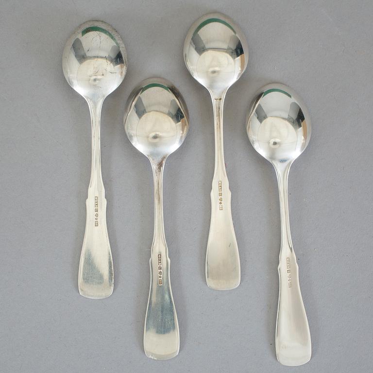 KAFFESKEDAR, 14 st, silver, modell Uppsala, MGAB, 1960-tal. Total vikt ca 212 g.