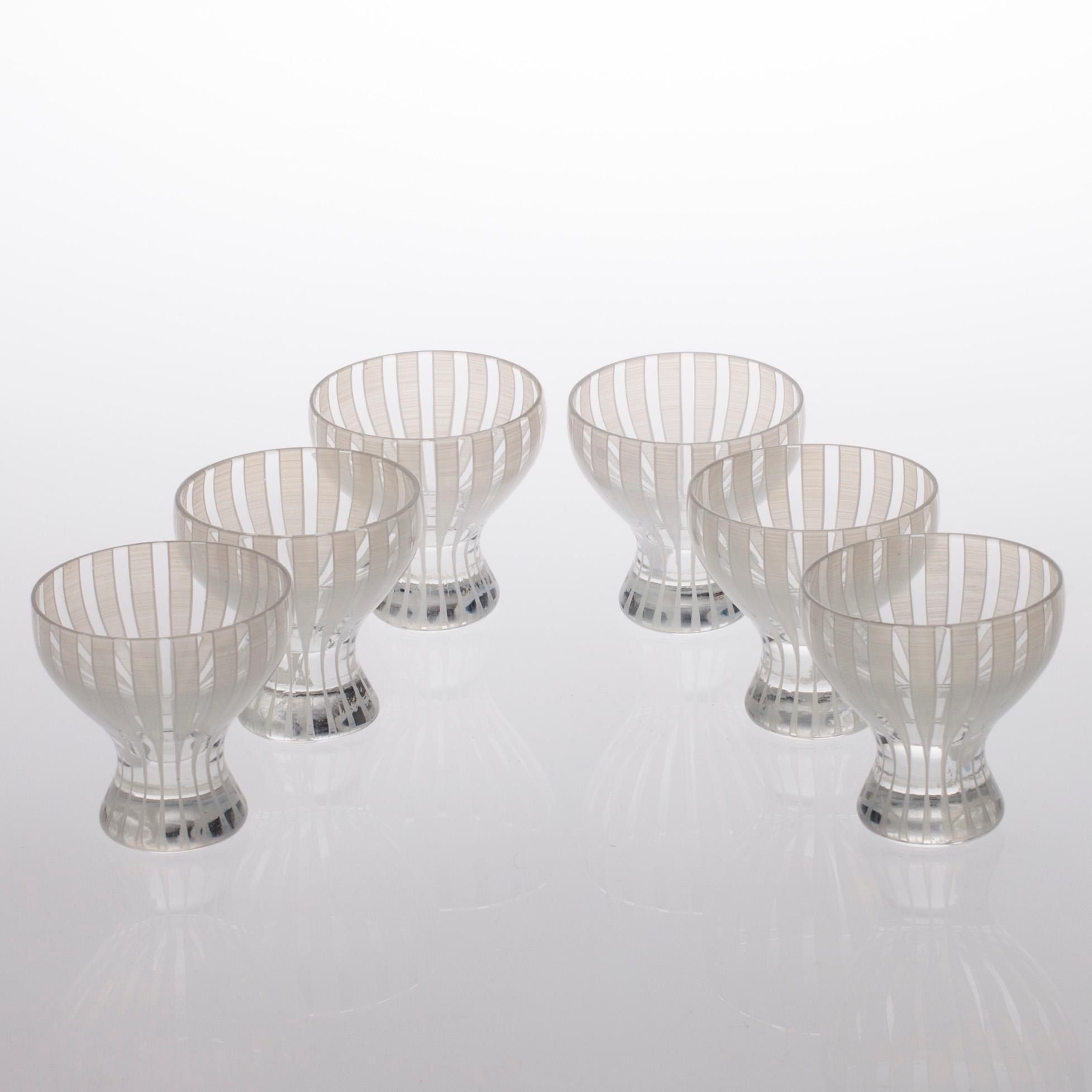 GLAS, 6 st, design Bengt Orup, Johansfors glasbruk. 1900-senare hälft.