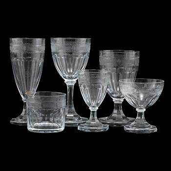 SERVISDELAR, 79 st, glas, "Hörningsholm", Gerda Strömberg, Strömbergshyttan, 1900-talets andra hälft.