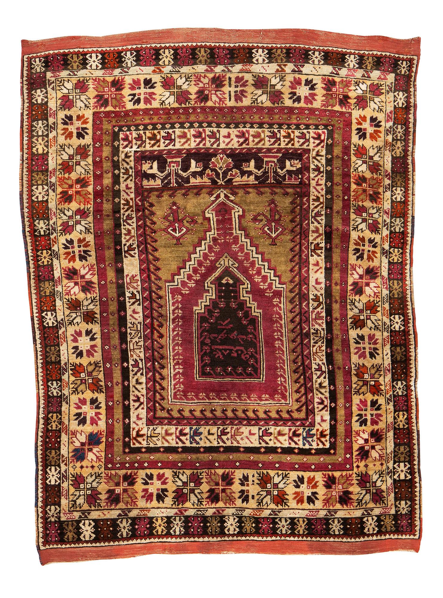 Matta, antik Avanos, ca 180 x 136 cm (samt 5 resp. 6 cm slätväv på vardera kortsida).