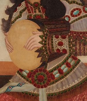 Persian school, "The Lady with the Tunbak" late Qajar dynasty - first half of the 20th century.