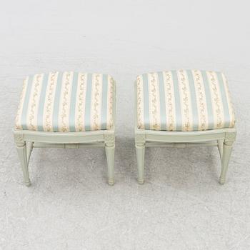 A pair of Gustavian stools, Sweden, late 18th century.
