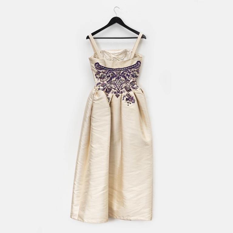 Jeanne Lanvin, A 1950's Antonio del Castillo pearl embroidered dress.