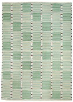 929. RUG. "Falurutan, grön Fabiola". Rölakan (flat weave). 261 x 185,5 cm.
