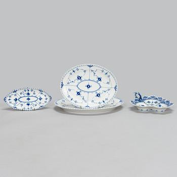 A 39-piece porcelain coffee set, 'Musselmalet', mostly full lace, Royal Copenhagen, Denmark.