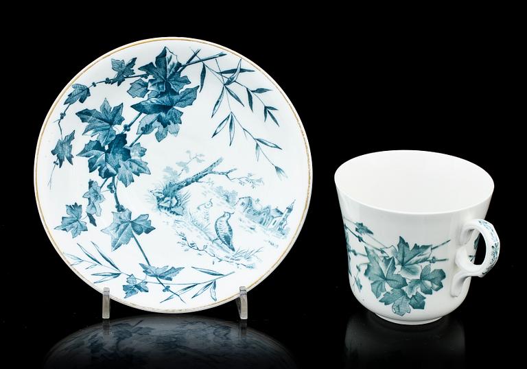 KAFFEKOPPAR med FAT, 17 st, flintgods, "Hedera", Gustavsberg, 1900-talets första kvartal.