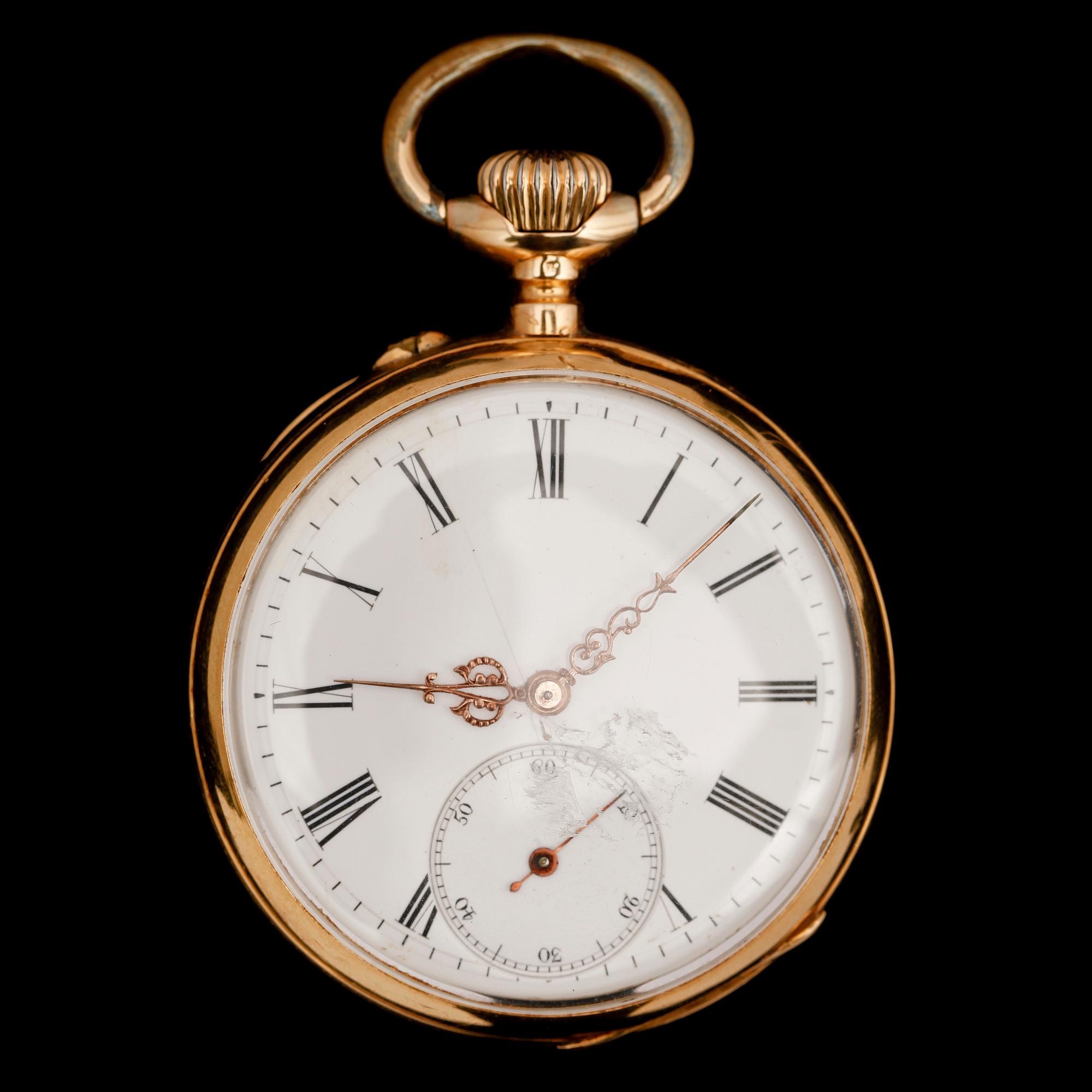 FICKUR, 18 k, sent 1800-tal. total vikt ca 77 g.