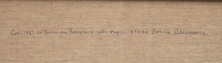 OKÄND KONSTNÄR, olja på duk, utförd 1927. Kopia efter Sophie Adlersparre 1836.