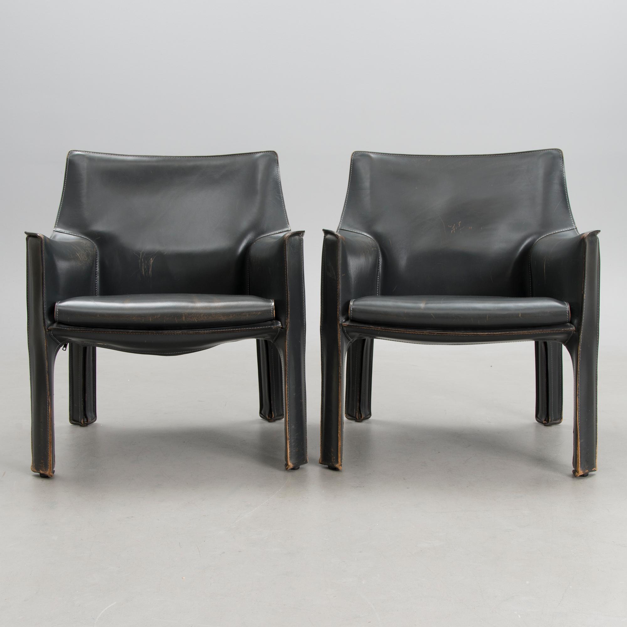 A pair late 20th century '414 Cab' chairs by Cassina, Italy.