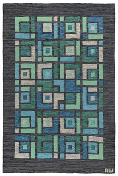 RUG. Rölakan (flat weave). Signed AW. Sweden mid 20th century.