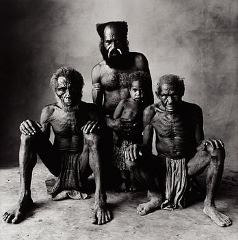 273. Irving Penn, "Father, Son, Grandfather and Great Grandfather (New Guinea, 1970)".