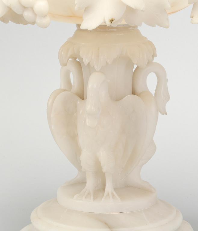 BORDSUPPSATS/SKÅL, alabaster. 1800-talets slut.