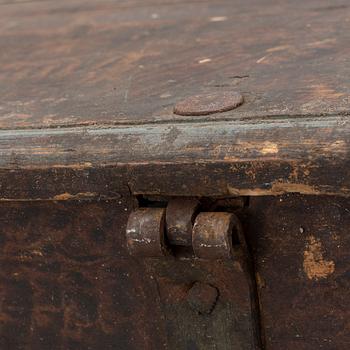 a 18th century wooden chest.