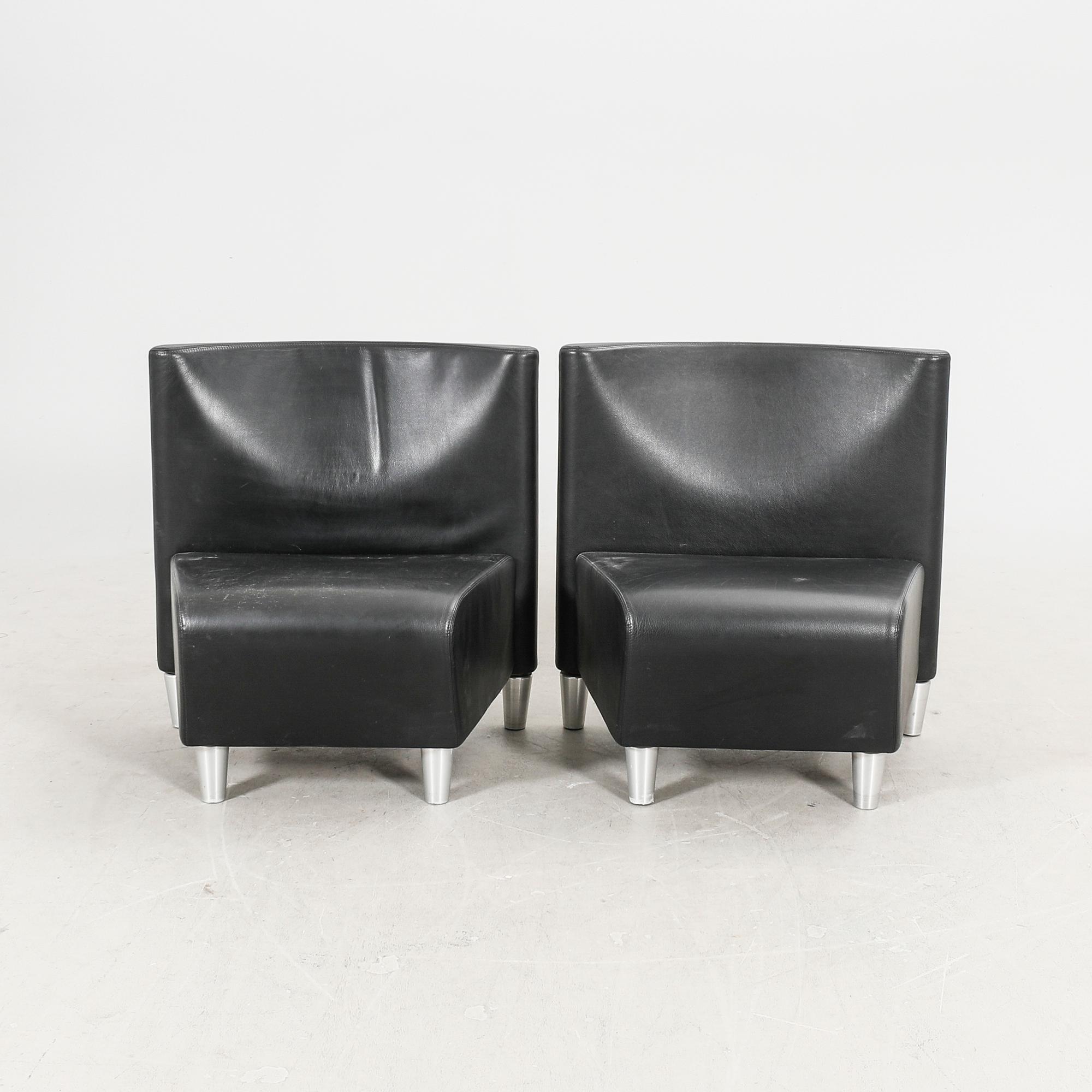 A set of eight leather easychairs by Erik Jørgensen Møbelfabrik, Svendborg, Denmark.