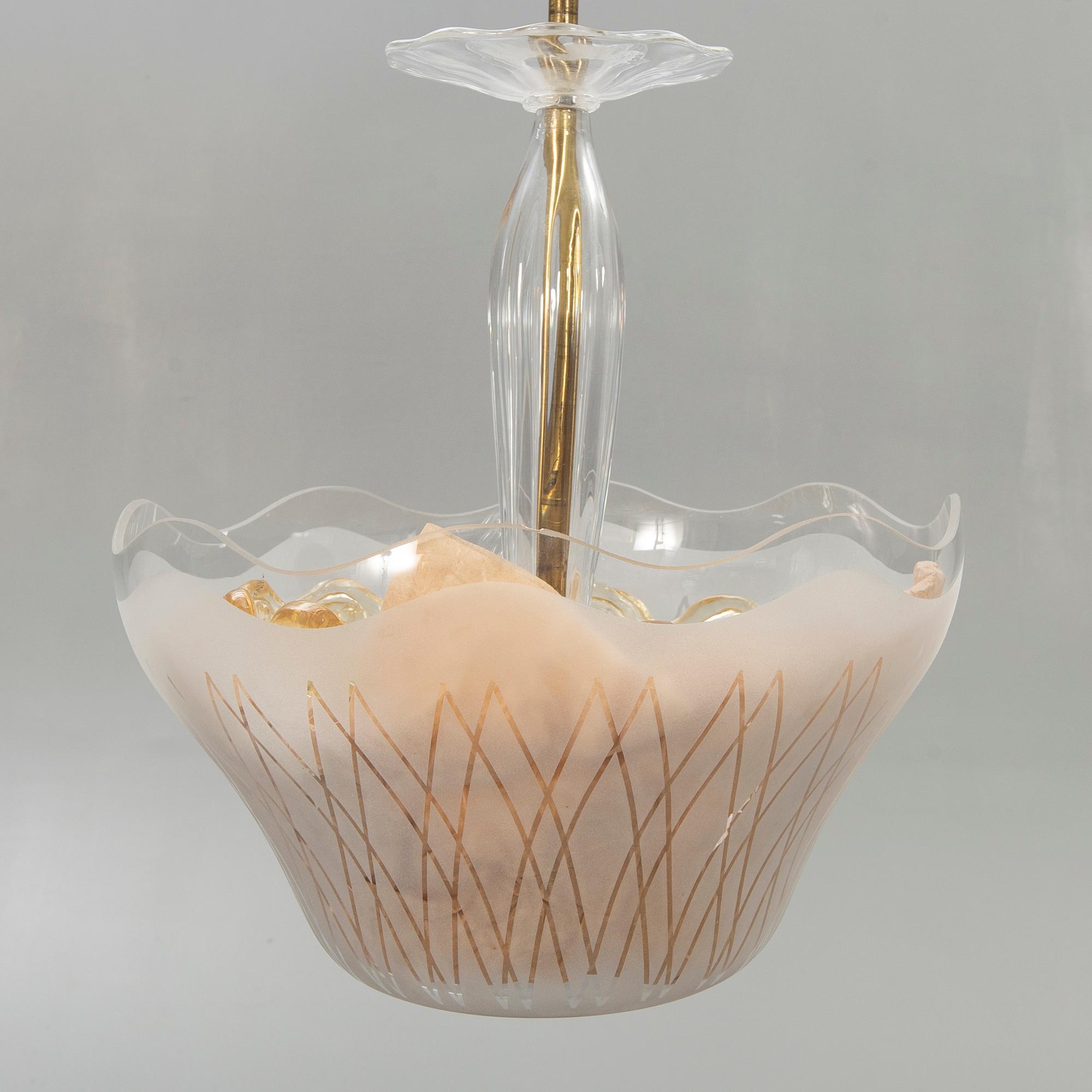 Ceiling lamp Orrefors mid-20th century.