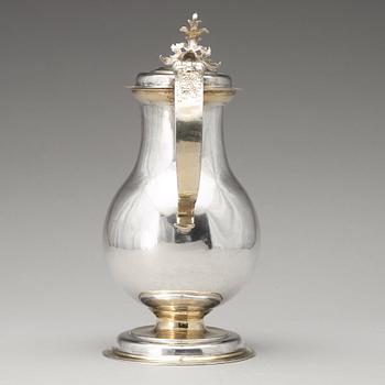 Didrik Hansson Hysing, vinkanna, silver, (verksam i Stockholm 1676-1701). Barock.