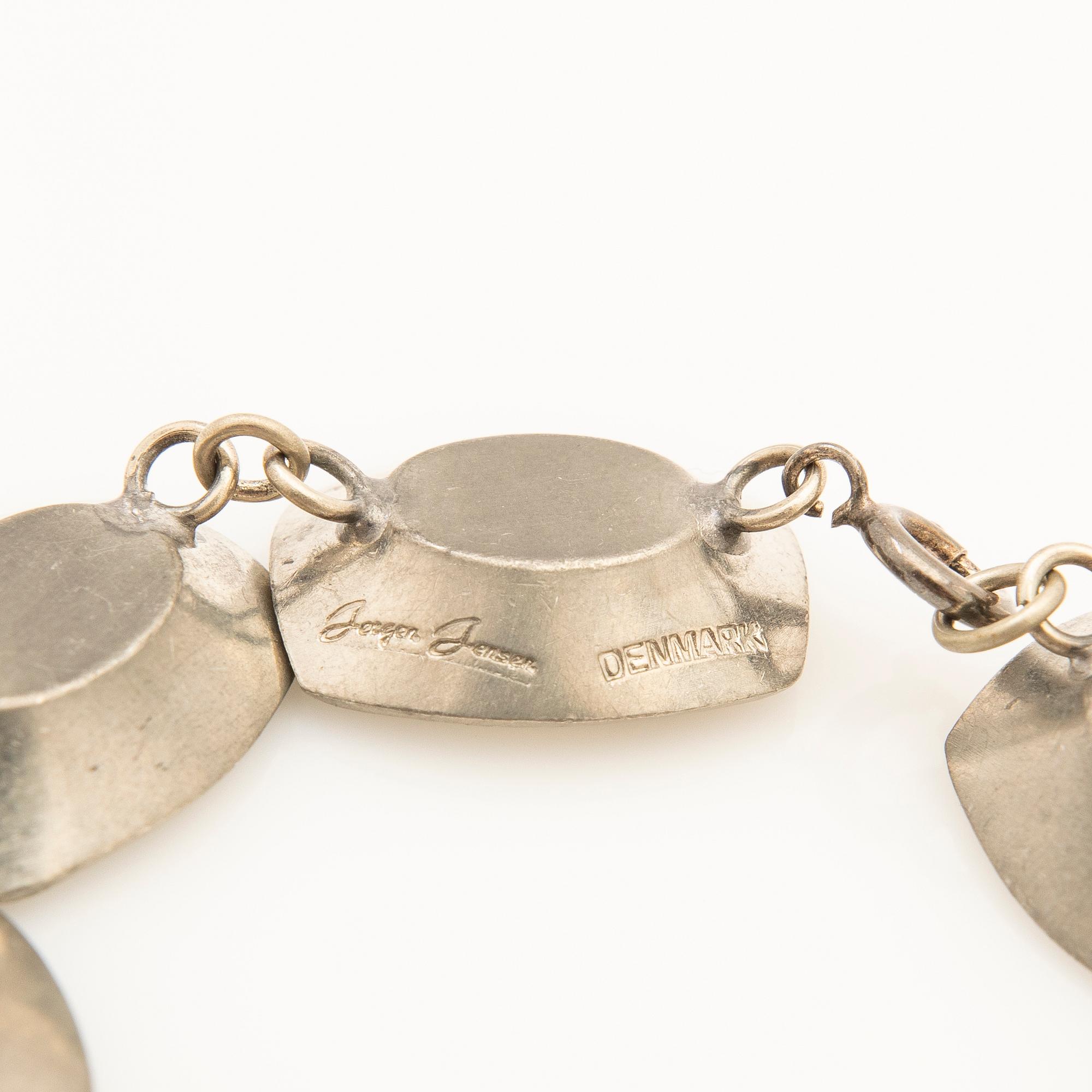 Bracelet, tin with turquoises, Denmark.