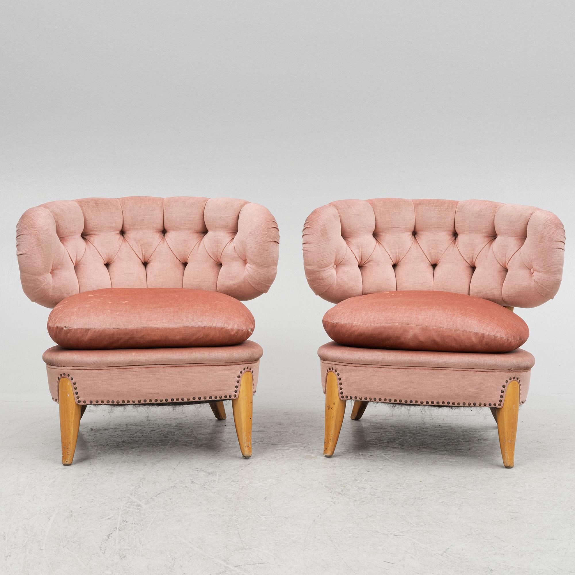 Otto Schulz, a pair of lounge chairs, Jio Möbler, Sweden, mid 20th century.