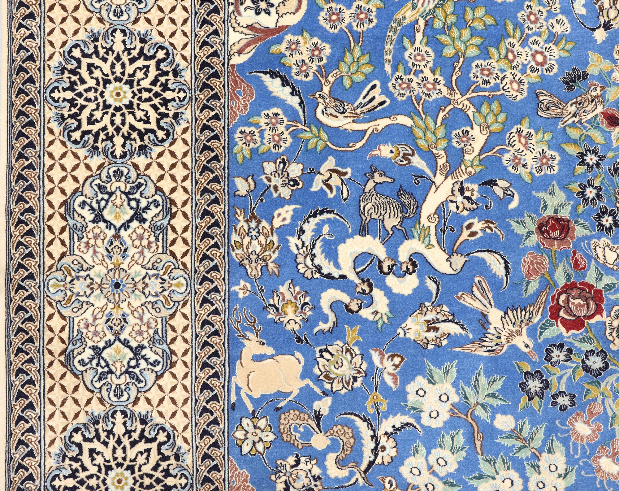 A Figural Nain-Isfahan carpet, part silk, 318 x 213 cm.