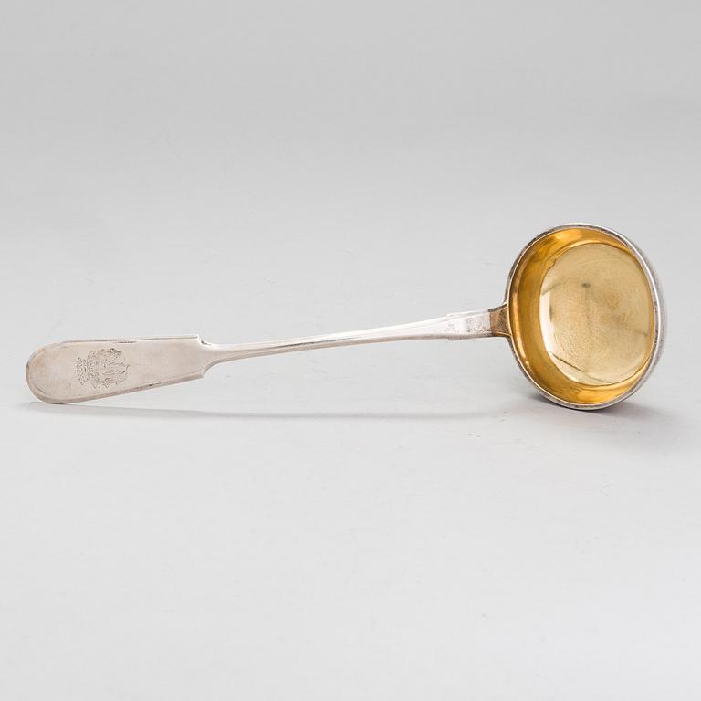 A Russian silver ladle, mark of Imperial Purveyor Morozov, assay master Aleksandr Shevyakov, Saint Petersburg 1896.